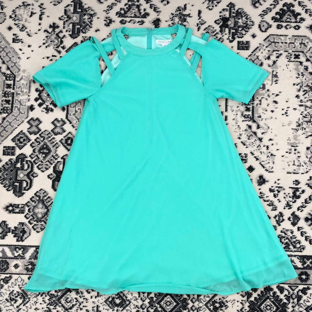 Mint caged arm swing dress